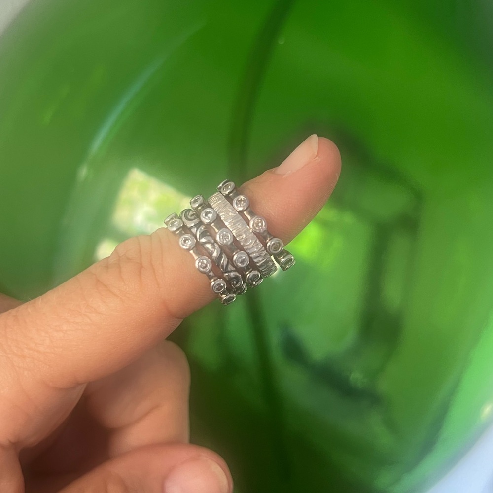 Silpada Set of five Sterling Silver  stacker rings. Size 7